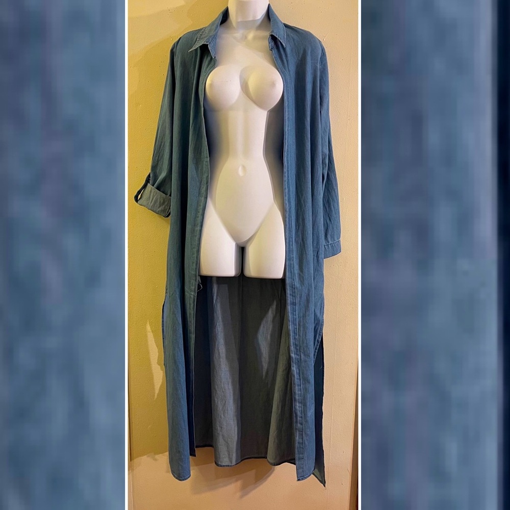 Open Front Maxi Denim Cardigan - Picture 10 of 16
